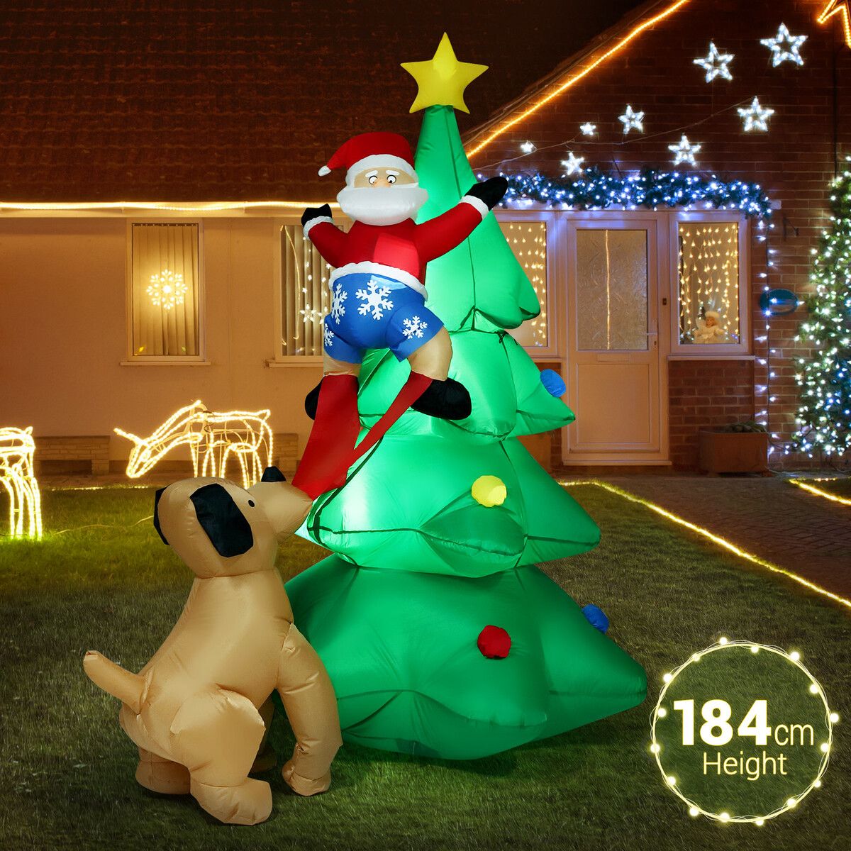 Christmas Tree Santa Claus Climbing Xmax Dog Decor Inflatable ...