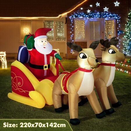 Christmas Santa Claus Sleigh Reindeer Decor Inflatable Decoration Xmas ...