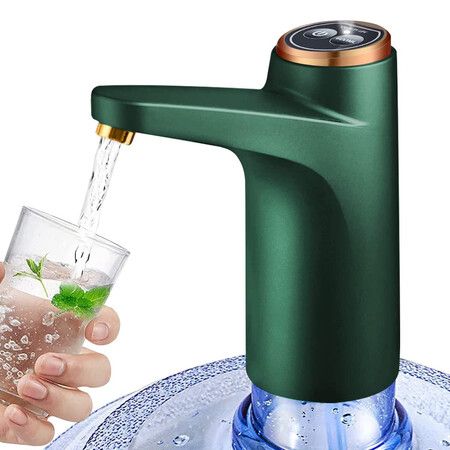 Water Dispenser for 5 Gallon Bottle,Smart Electric Pump,Portable Water Pump for 3 5 Gallon Bottle Universale,Fast Water and Quiet,Large Capacity Battery,Micro USB Charging (Green)