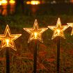 Christmas Pathway Solar Lights Decorative Garden Display LED Light 5 Pieces Warm Lights (Stars)