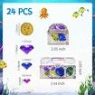 24Pcs Diving Gem Pool Toys,  Swimming Diving Toys with 2 Treasure Pirate Boxes, Colorful Diamonds Set, for Birthday, Swimming Party, Wedding Decoration