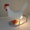 3D Chicken Statues Egg Lamp, Chicken Egg Night Light Table Lamp, Resin ,  Chicken Egg Look  LED Lamp, White