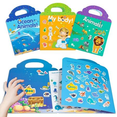 3pcs Static Sticker Book for Girls Boys Gifts Learning Toys for Toddlers 1-3, Montessori Toys for Toddler Toys Gifts