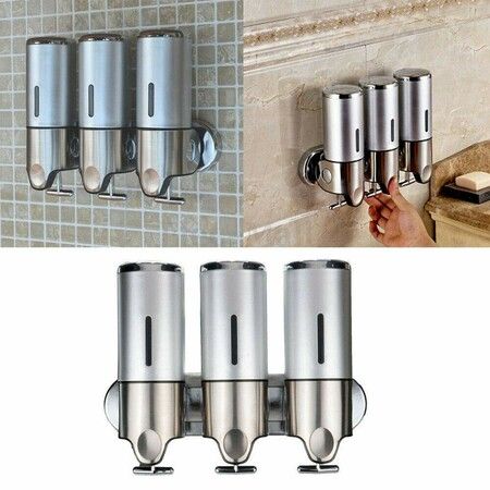 3 Pack 450ml Wall Mounted Bathroom Shower Pump Dispenser and Organizer for Shampoo, Soap, Suitable for Bathroom, Kitchen