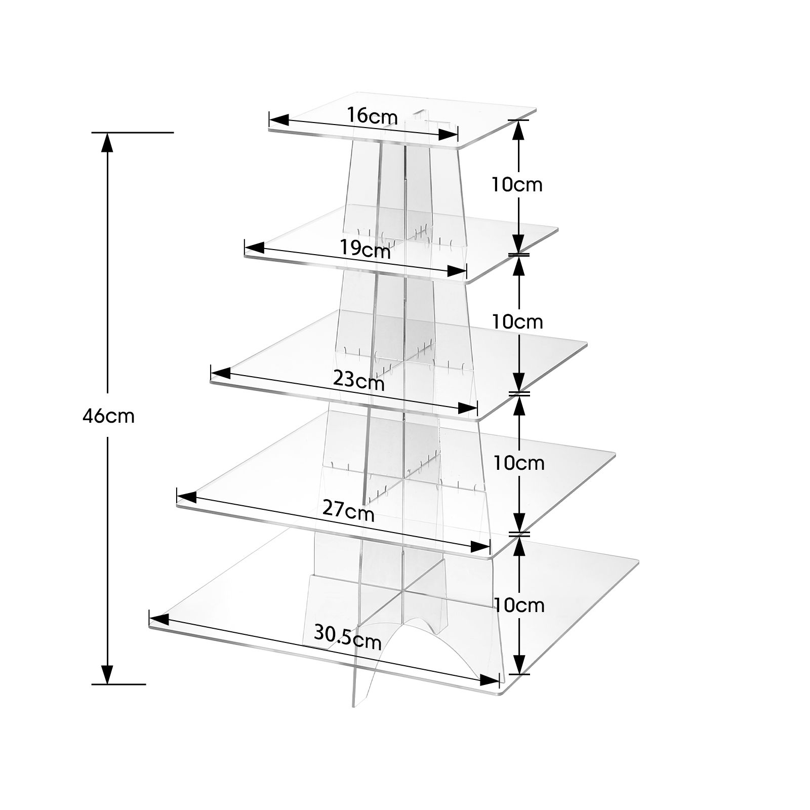 5 Tier Cupcake Stand Acrylic Display Shelf Tower Unit Bakery Donut Cake