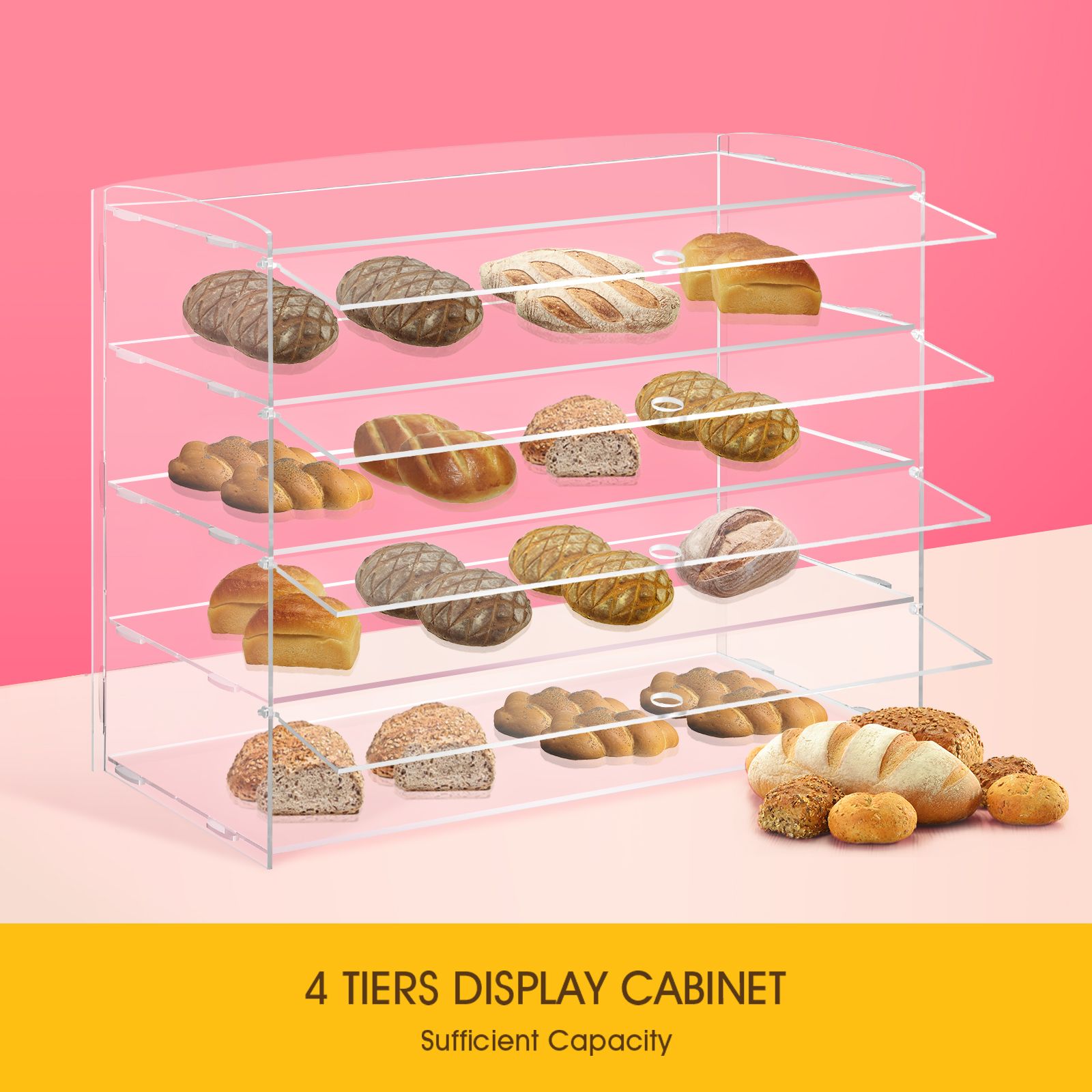 Cupcake Display Cabinet Acrylic Cake Bakery Shelf Unit Case 4 Tier Stand Model Donut Pastry Toy Showcase 5mm Thick Transparent