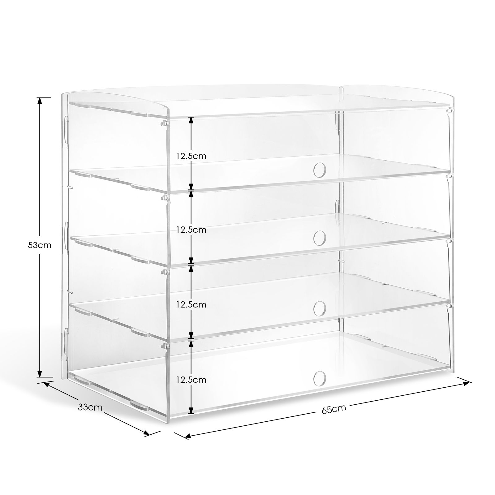 Cupcake Display Cabinet Acrylic Cake Bakery Shelf Unit Case 4 Tier Stand Model Donut Pastry Toy Showcase 5mm Thick Transparent