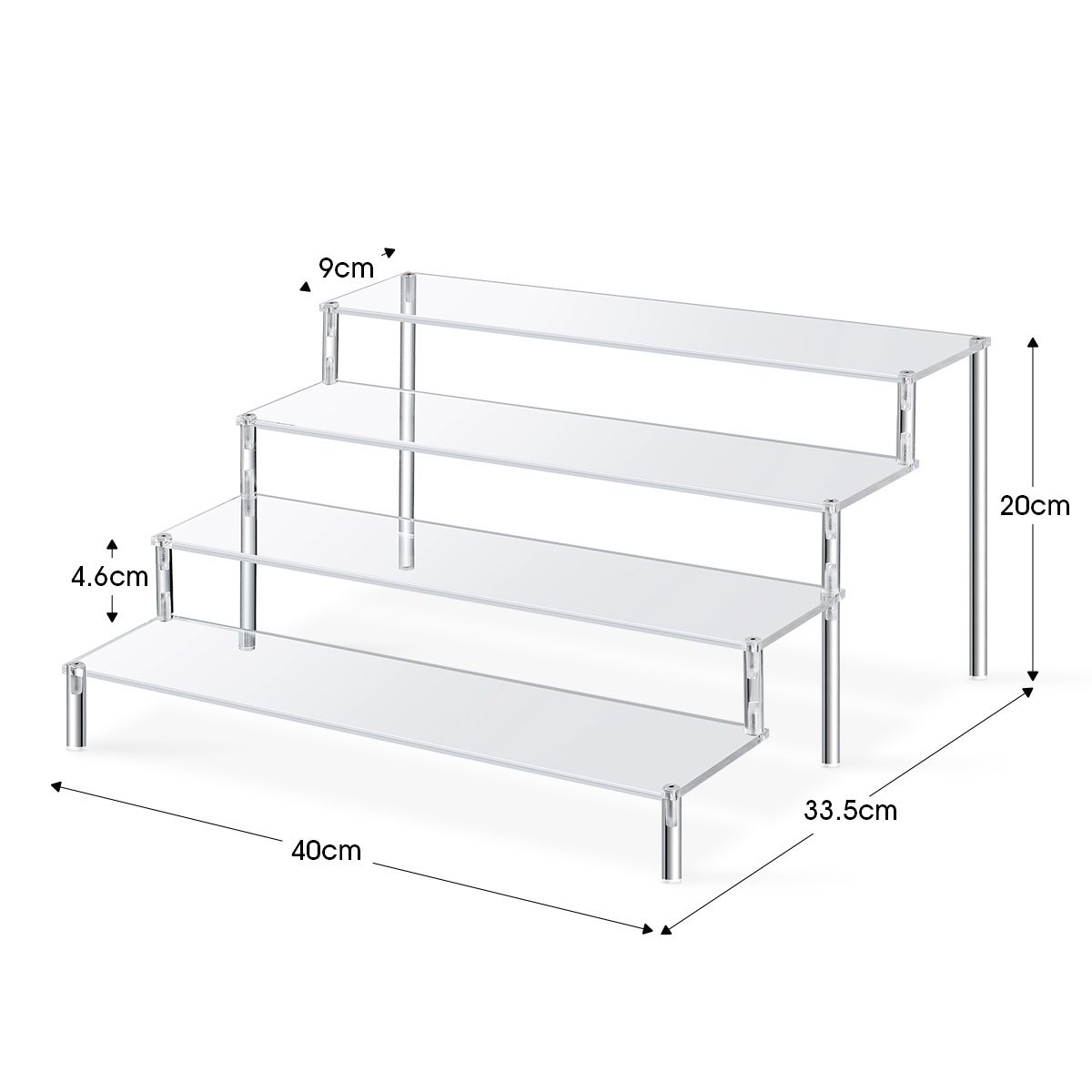 4 Tier Cupcake Stand Acrylic Cake Display Shelf Unit Pastry Bakery Donut Model Holder Rack Clear 5mm Thick for Wedding Party