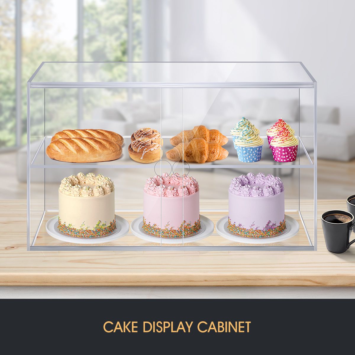 Acrylic Cabinet - Counter Top Catering Safety Display 4 Tier With Doors  (DS30/4C)