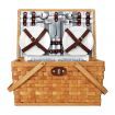 Alfresco 4 Person Picnic Basket Set Wooden Blanket Bag Insulated