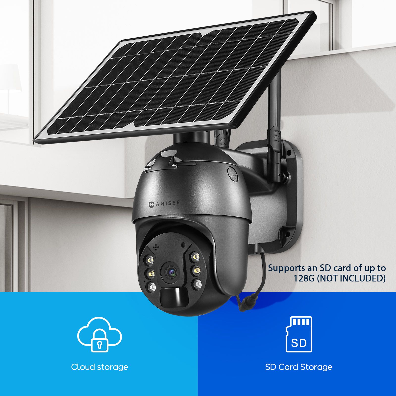 PTZ Security Camera 4G LTE CCTV Spy Wireless Wifi Home Surveillance System Outdoor With Solar Panel Battery SIM Card