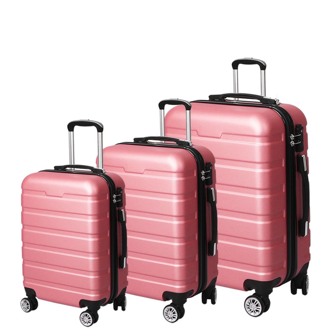 Slimbridge Luggage Suitcase Trolley 3Pcs set 20 24 28 Travel Packing Rose Gold