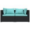 2-Seater Sofa with Cushions Black Poly Rattan
