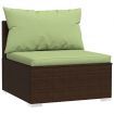 3-Seater Sofa with Cushions Brown Poly Rattan