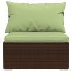 3-Seater Sofa with Cushions Brown Poly Rattan