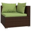 3-Seater Sofa with Cushions Brown Poly Rattan