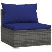 4 Piece Garden Lounge Set with Cushions Grey Poly Rattan