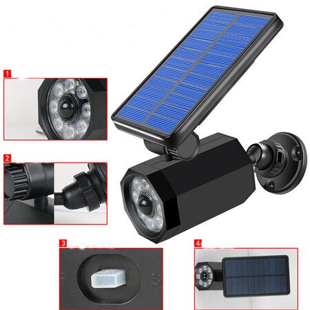 Solar Powered Outdoor Lights with Motion Sensor, Super Bright 8 LED Bulbs, Waterproof Spotlights, for Patio, Garden