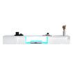 Wall Mounted TV Cabinet White LED Entertainment Unit Floating Stand Console Bench Open Storage Shelf 2 Drawers High Gloss Front Wood Furniture 200cm