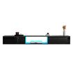 Wall Mounted TV Cabinet Black LED Entertainment Unit Floating Stand Console Bench Open Storage Shelf 2 Drawers High Gloss Front Wood Furniture 200cm