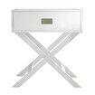 White Bedside End Table With Drawer Storage Cabinet Modern Small Nightstand Wooden Living Room