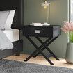 Black End Bedside Table With Drawer Modern Wooden Storage Cabinet Small Nightstand Living Room