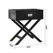 Black End Bedside Table With Drawer Modern Wooden Storage Cabinet Small Nightstand Living Room