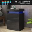 Black Bedside Table Bedroom Dresser Chest of 3 Drawers Nightstand Modern Floor Storage Cabinet LED Lights Wireless Charging 3 USB Ports High Gloss Front