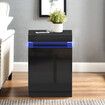 Black Bedside Table Bedroom Dresser Chest of 3 Drawers Nightstand Modern Floor Storage Cabinet LED Lights Wireless Charging 3 USB Ports High Gloss Front