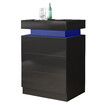 Black Bedside Table Bedroom Dresser Chest of 3 Drawers Nightstand Modern Floor Storage Cabinet LED Lights Wireless Charging 3 USB Ports High Gloss Front