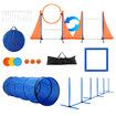 Dog Agility Equipment Obstacle Training Course 7 Set Pet Toys Supplies Hurdle Jump Tire Tunnel Pause Box Weave Poles Frisbees Balls Carry Bags