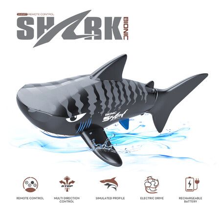 RC Shark Waterproof Electric Remote Control Sharks Robots Automatic On Water Funny Toys Col.Black