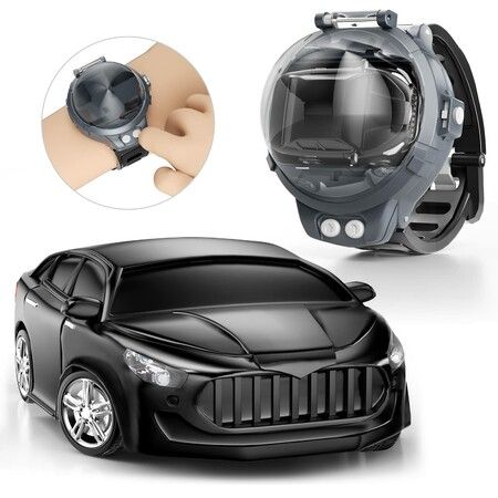 Watch Remote Control Car Mini Watch Toys with USB Charging 2.4GHz Small Wrist RC Car Watch Remote Control Toy (Black)