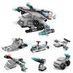 142 Pcs 6 in 1 City DIY Fighter Plane Submarine Speedboat Warship Bricks Building Kits Educational Toys for Kids Aged 6+