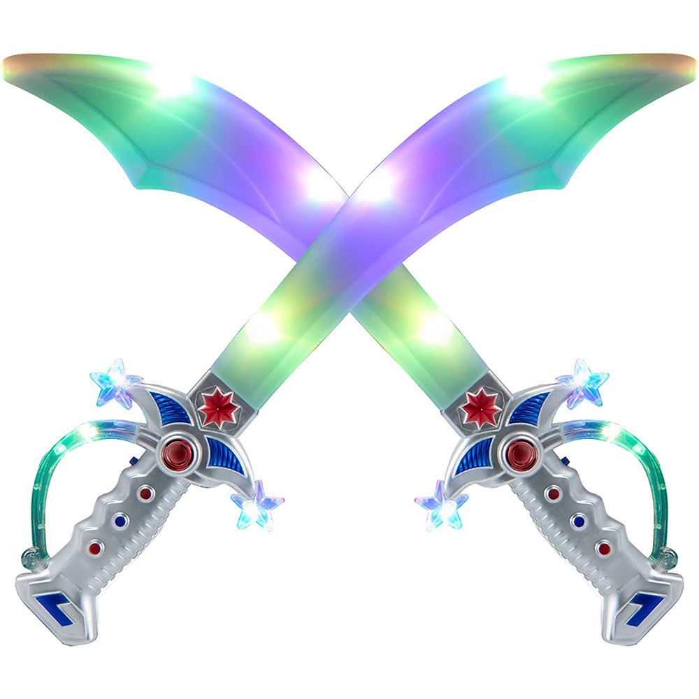 LED Light Up Flashing Buccaneer Swords with Motion Activated Sounds for Realistic Pirate Buccaneer Games