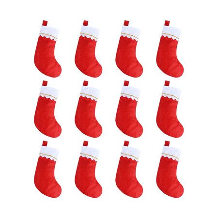 12pcs Red Felt Christmas Stockings 15" Party Favors Stockings for Xmas Decoration