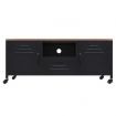 TV Cabinet Black 110x30x43 cm Iron and Solid Wood Fir