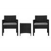 Gardeon 3PC Outdoor Bistro Set Patio Furniture Wicker Dining Chairs Table Cushion Black