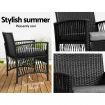 Gardeon 3PC Outdoor Bistro Set Patio Furniture Wicker Dining Chairs Table Cushion Black