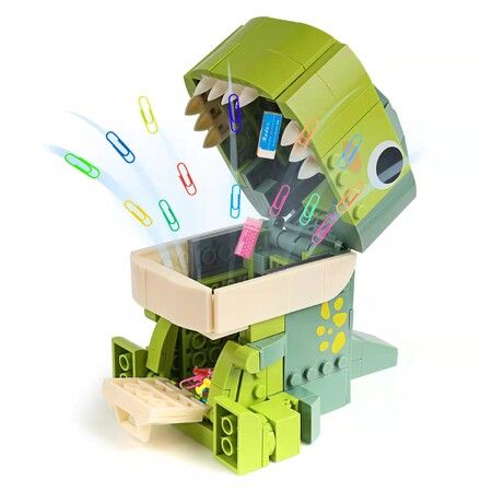 242 Pcs Dinosaur Building Blocks Storage Box Desktop Ornament DIY Craft Decoration Kits Pen Holder Dot for Kids Legos Dots 8+