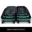 3 Piece Luggage Set Carry On Suitcases Travel Cabin Bags Hard Shell Case with Wheels Lightweight Rolling Trolley TSA Lock 2 Covers Green