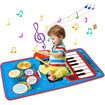 2 in 1 Baby Musical, Piano Keyboard and Drum for Toddlers, Early Education, Portable Tactile Musical Play Mat