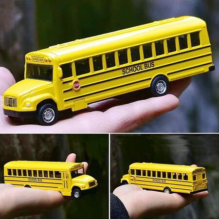 14CM Pull Back Yellow School Bus Toy Playset for Boys Girls Kids Toddlers