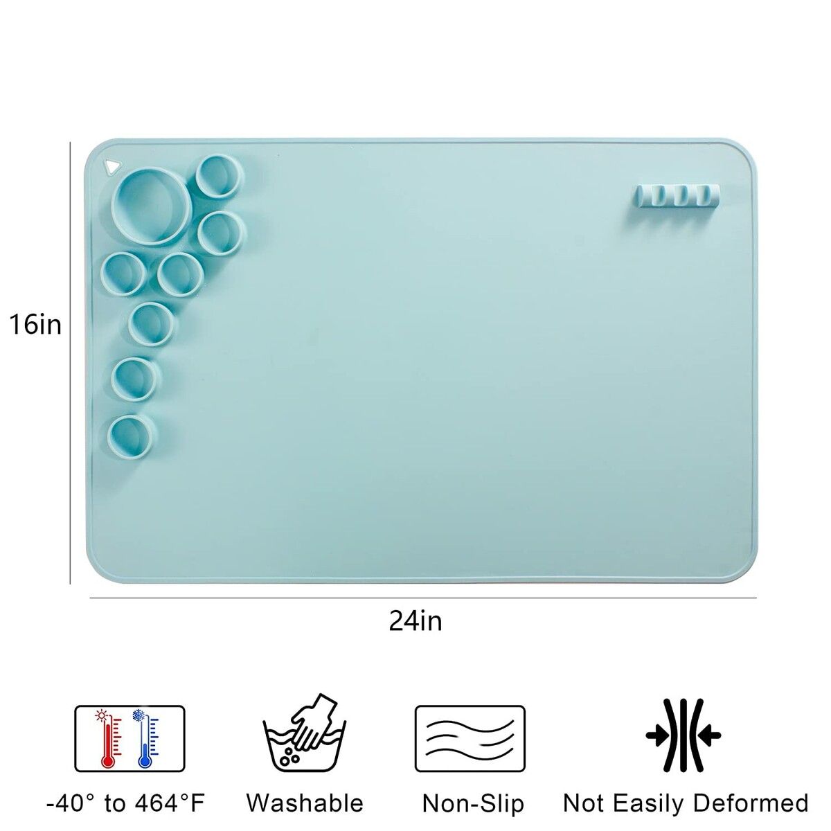 Silicone Craft Mat for Resin Casting 40*60cm  Non Stick Silicone Sheet with Cleaning Cut for Oil Painting, Art, Clay and Play(blue)