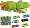 Dinosaur Excavator Engineering Vehicle Model Toy With 6 Alloy Car And 1 Map