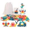 180 Pcs Wooden Pattern Blocks Set Kindergarten Classic Educational Montessori Toys for Kids Toddlers Ages 4-8