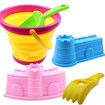 5pcs Beach Sand Toys for Kids Collapsible Sand Buckets Toddler Sandbox Toys Foldable Bucket and Shovel Col RANDOM SEND