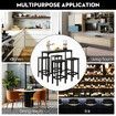 5PCS Bar Table Set 4 Stools Chairs Black Dining Room Kitchen Breakfast Counter Narrow Modern Furniture Wooden Top Metal Legs