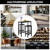 3PCS Bar Table Set 2 Stools Chairs Kitchen Dining Room Counter Breakfast Narrow Furniture Modern Wooden Top Metal Legs Black