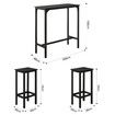 3PCS Bar Table Set 2 Stools Chairs Kitchen Dining Room Counter Breakfast Narrow Furniture Modern Wooden Top Metal Legs Black